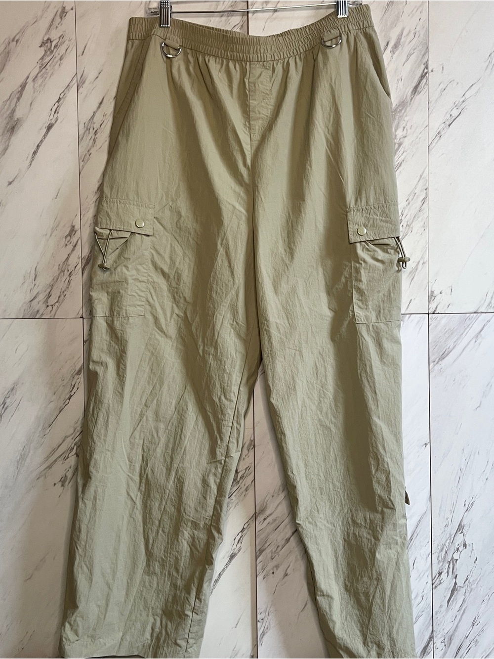 ASOS Collusion Nylon Tech Cargo Pants XL Straight Leg Baggy Khaki Gorpcore